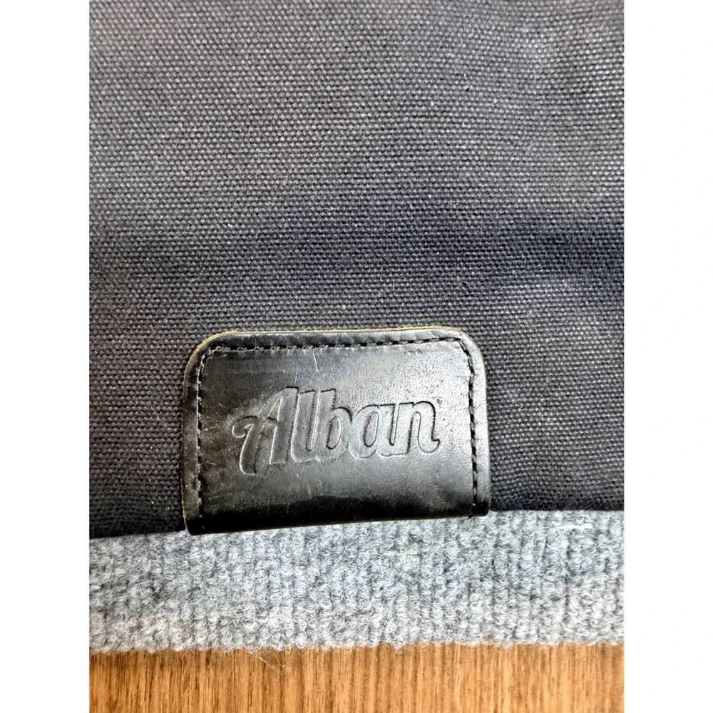 Alban Canvas Tote Bag Navy Blue Leather Trim Workwear Tactical Messenger Bag